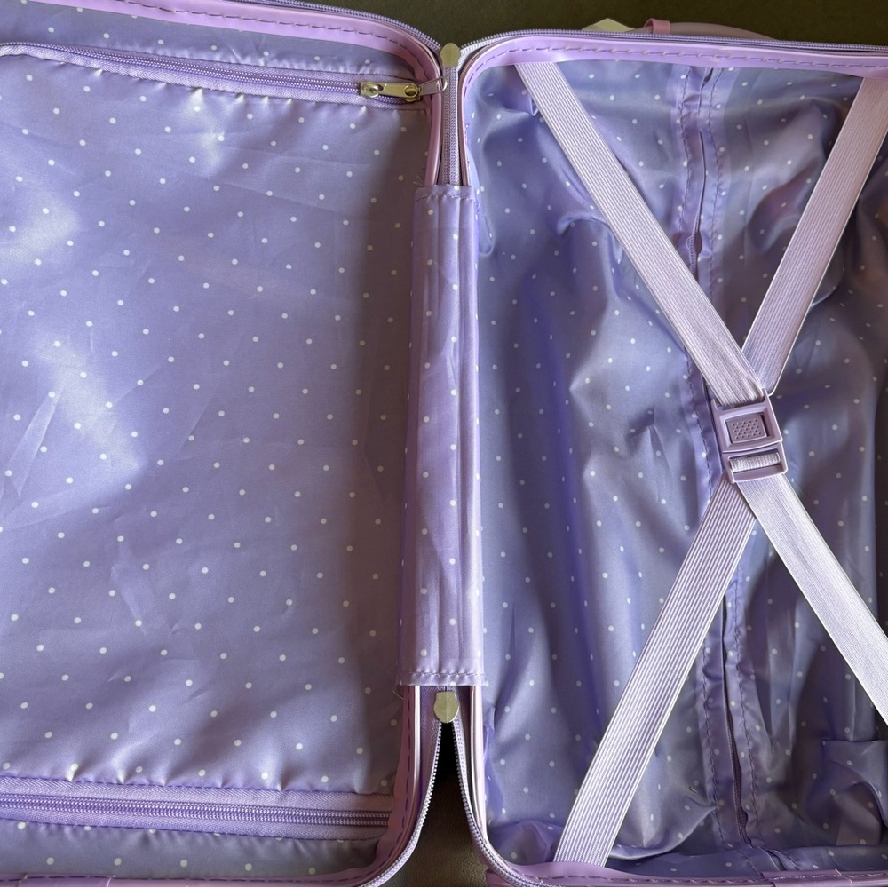 Kids Unicorn Cat Rainbow Print Rolling Suitcase - Blue & Purple - Picture 5 of 10